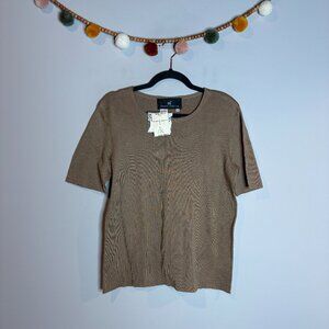 NWT Deadstock Vtg Peruvian Connection Rib Knit T-shirt in Driftwood